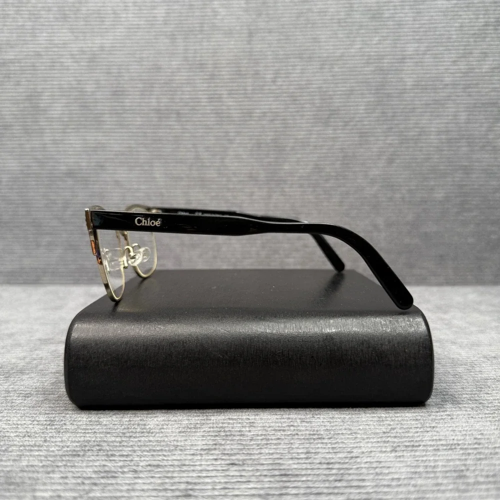 Chloe CE2131 752 Cat Eye Y2K Eyeglasses Black Gold Metal Frame Italy 53-17-140